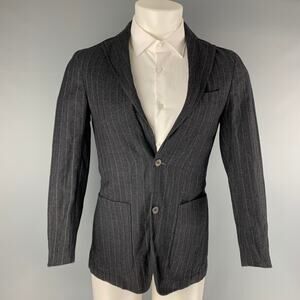 CARRACCI Chest Size 34 Grey Purple Pinstripe Single breasted Sport Coat